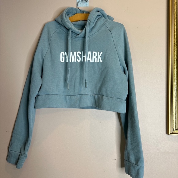 GYMSHARK WOMENS SIZE SMALL CROP TOP HOODIE BLUE GREEN - Picture 2 of 4